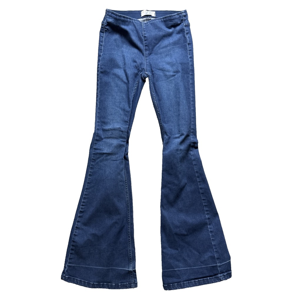 We the Free Flare Jeans 26 Blue Midโ Rise 31" Festival Hippie Rock Grunge Denim